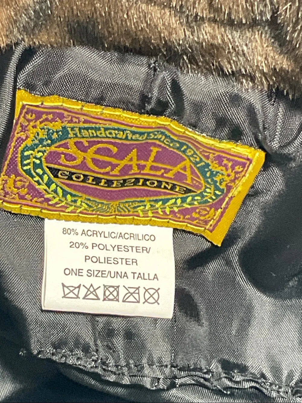 Scala Faux Fur Leopard-Print Bucket Hat — Brown/Black
